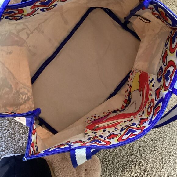 Brighton Star Spangled Hearts Canvas Shopper Tote Beach Bag Purse Fashion Runway - Picture 7 of 8